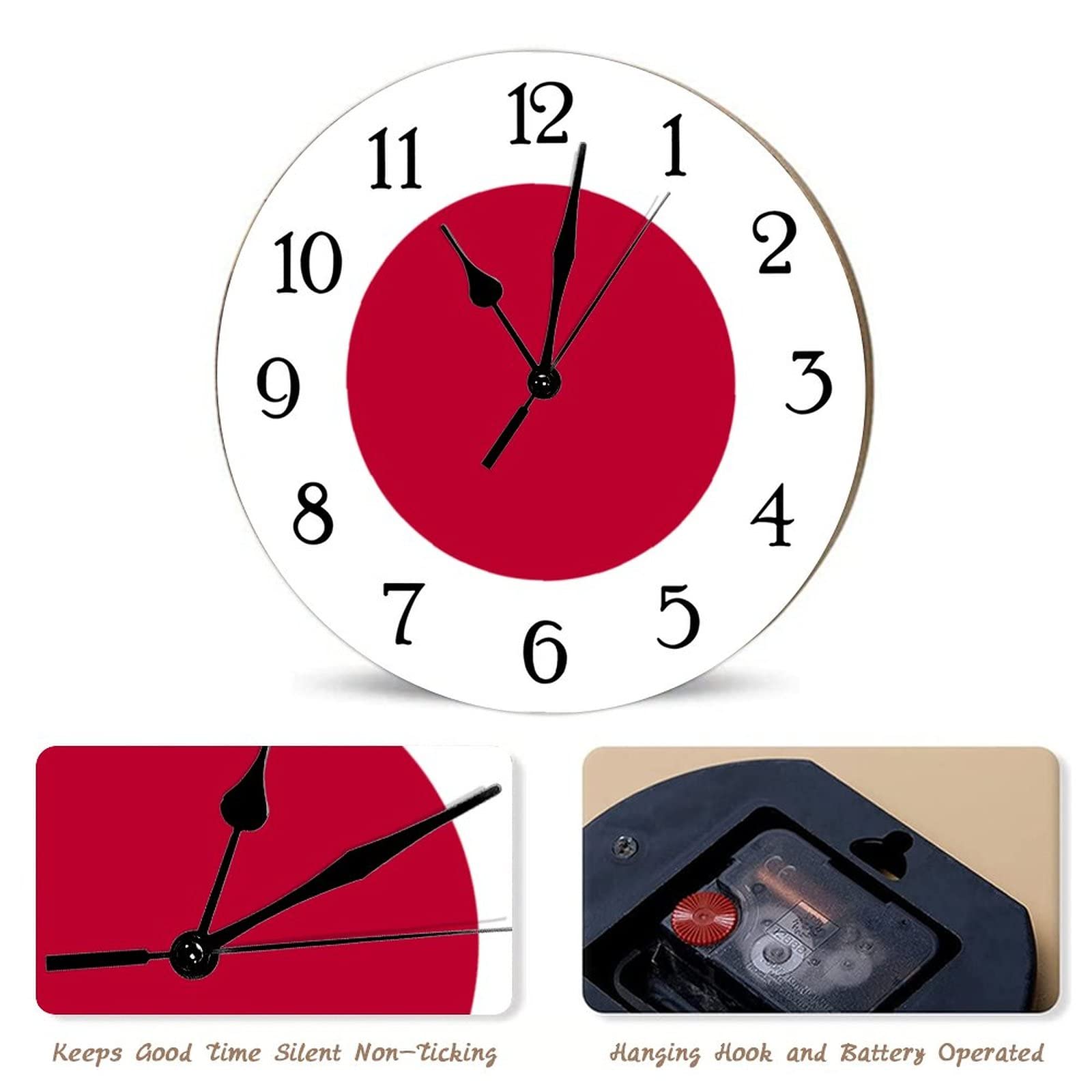 Japan Flag Art Clock Shabby Chic Retro 15inch Round Wall Clock